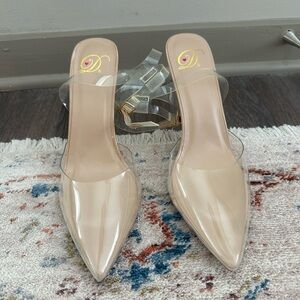 Elegant Clear Nude Heels